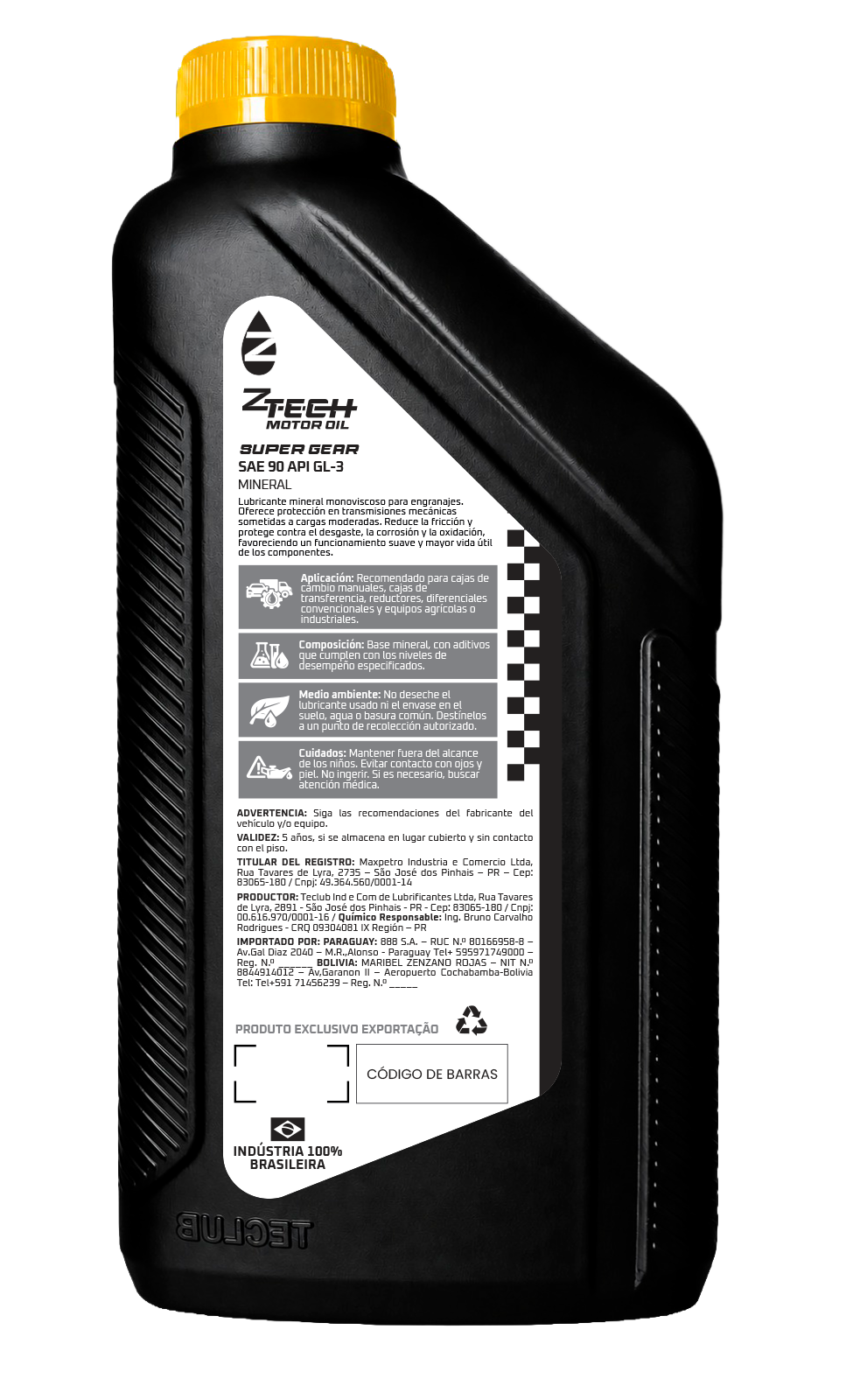 Dorso del envase de Z-TECH Súper Gear SAE 90